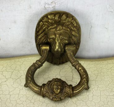 Heavy Brass Door Knocker Lions Head Ring Architectural Gorgeous Reclaimed