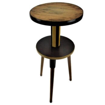Danish Modern Pedestal Table Plant Stand Side Table Two Tier Two Toned Funky Retro