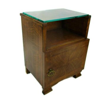 Antique Art Deco Nightstand Side Cabinet End Table Hallway Glass Top