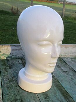 Vintage White Ceramic Display Female Mannequin Head Marked Germany 60's
