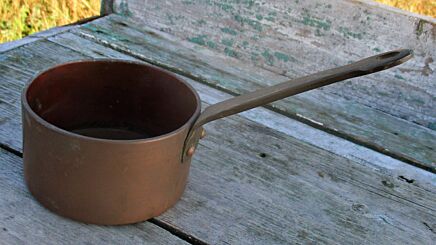French Vintage Small Red Copper Frying Sauce Pan Skillet