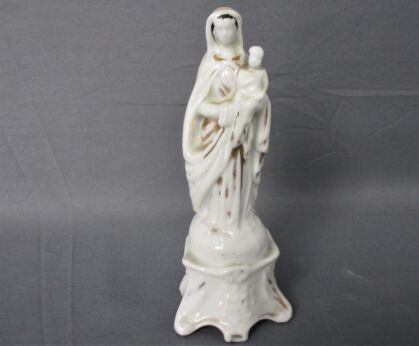 Antique 1900 Vieux Paris Bruxelles Porcelain Bisque Statue Virgin Mary Madonna Infant Jesus 6.69"