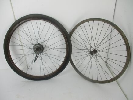 Couple Wood Rim Wooden Bicycle Wheel Metal Clad pirelli Italy Authentic Tire