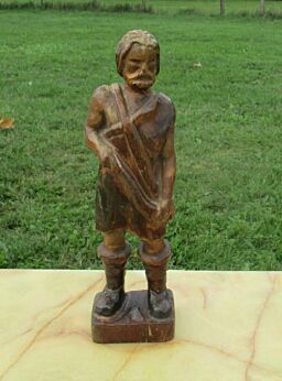 handmade Carved Wood Statuette Figurine farmer Sower Folk art
