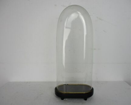 L Antique Victorian Oval Hand Blown Glass Globe Dome Clock Steampunk 20.6" x 8"