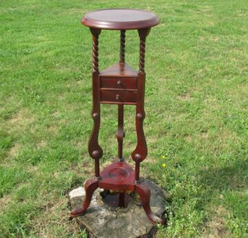 Vintage Rosewood Barley Twist Pedestal Wig Stand Plant Stand drawers 33.86"