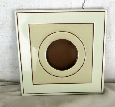 Vintage Retro Ceramic Tile Italy Circle Brown Beige Abstract