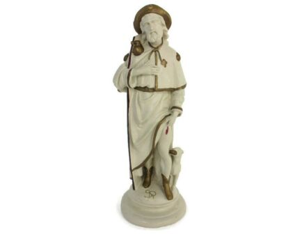 Statue Saint Roch Rochus Rocco Plaster Patron of Dogs Bachelors HTF 17.71"