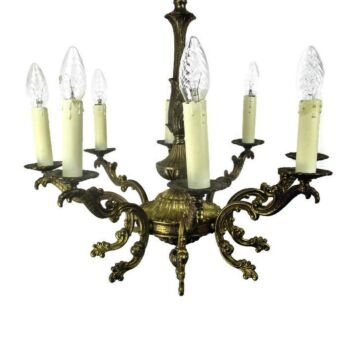 Ornate Brass 8 Arms Lights Chandelier Ceiling Gothic Style Hollywood regency