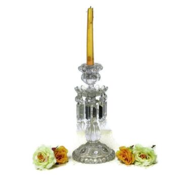 Baccarat French Candle Holder Stick Crystal Prisms Marked Vintage Exquisite