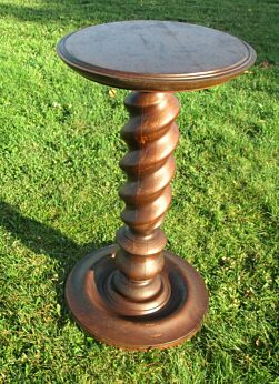 Antique Carved Dark wood Barley Twist Pedestal Display Table Plant Stand 24.4"