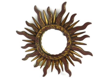 Sunburst Starburst Wall Convex Glass Mirror Mid Century Modernist Resin Pop Art Two Toned