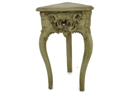 Hollywood Regency French Provincial White Crackled Side Accent Coffee Table