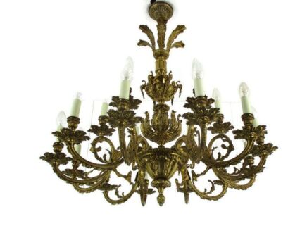 L Hollywood regency Chandelier lamp Ornate Putti Brass Rococo Style 18 lights!!!