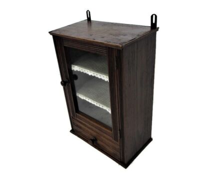 Vintage Kitchen Apothecary Bathroom Wall Cabinet Display Glass Door Lovely Oak