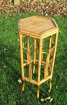 Wicker Faux Bamboo Rattan Plant Stand Pedestal side table 29.53"