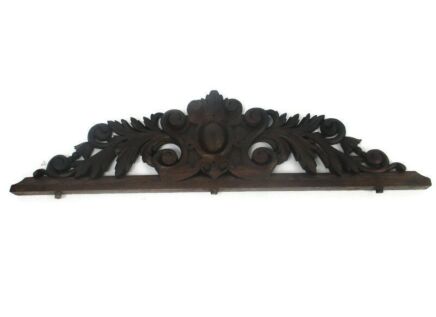 Carved Wood Oak Pediment Over door Architectural Antique 19thC Medallion WOW