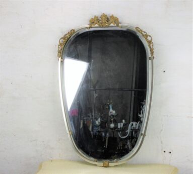 Wall Hanging Mirror Ornate Brass French Hollywood Regency Beveled Glass Vanity