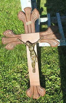 Antique Lovely Large Carved Wood Hanging Crucifix Cross Jesus Christ 24.09"