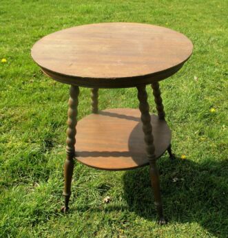 Round Coffee Side Table Wood Iron Claws 2 Tier WOW