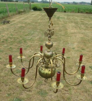 Vintage Flemish ' Dutch ' Chandelier 8 Arms Lights Eagle Marvelous