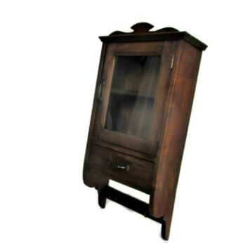 Mid Century Large Oak Kitchen Apothecary Kitchen Display Bathroom Wall Cabinet Towel Hooks