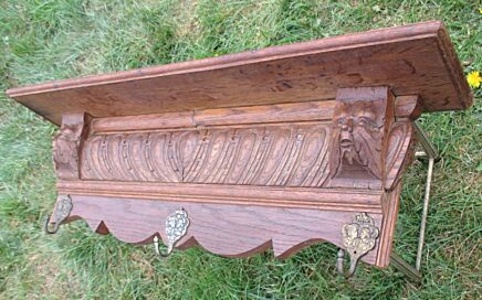 Antique Hand Carved Oak Coat Hat Rack Wood Nimf Gothic Amazing