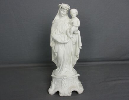 French Antique 1900 Bisque Statue Virgin Mary Our Lady Madonna Infant Jesus 13"