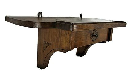Hand Carved Wooden Wall Hall Console table Ornate Small with Drawer Mid Century Vintage