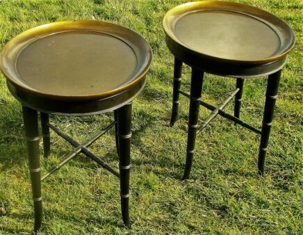 Two Buffalo Kittinger New York Faux Bamboo Oval Side Coffee Small Tables Marked