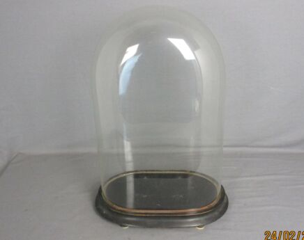 Antique Victorian Oval Hand Blown Glass Globe Dome Doll Clock H 18.11" W 12.04"