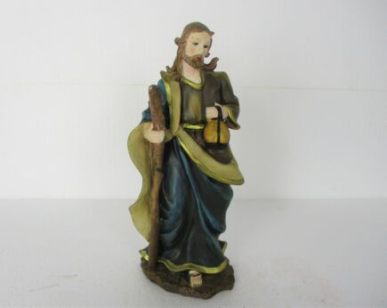 Vintage Statue Figurine Jesus Christ The Good Shepherd French Resin Religious Polychrome