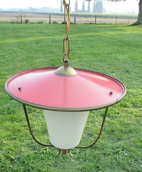 Vintage Chandelier Pendant Chinese Lantern Form Red Lovely Opaline