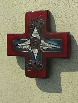 Mid Century Design Ceramic Tieberghien Modern Crucifix Ceramics Belgian marked