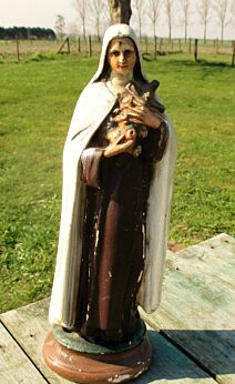 Vintage Statuette Plaster St Therese of Liseaux Sancta Teresa 12.59"