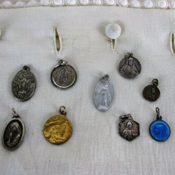 Collection of 9 Vintage Antique Medallions Pendants religious Catholic Diverse