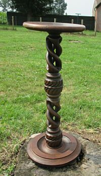 Antique Carved wood Open Barley Twist Pedestal Display Table Plant Stand 22.05"