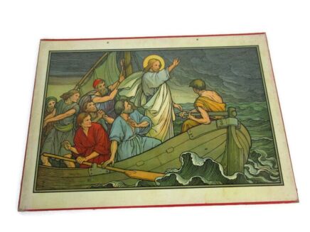 Antique Religious Cardboard Print Mosella 1913 Trier Jesus commanding the wind