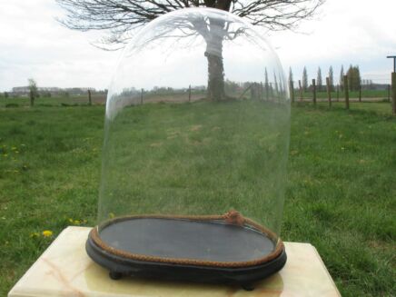 Antique Victorian Oval Hand Blown Glass Globe Dome Mantel Clock Steampunk 16.15"