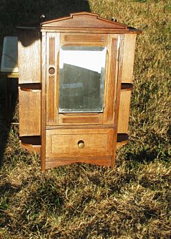 Vintage Oak Medicine Bathroom Cabinet Beveled Glass Mirror Display Gorgeous