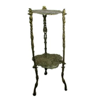 Ornate French Brass Pedestal Table Plant Stand 2 Tier Hollywood Regency Lovely