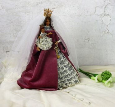 Majestic Hand Made Wax Madonna Virgin Mary Infant Jesus Figurine Statue Pink