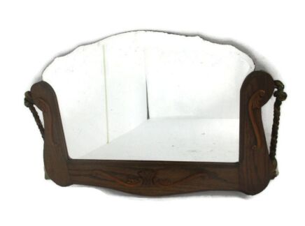 Art Deco Mirror Ornate Ornate Wooden Frame Clear Glass with tassels Art Nouveau  Lovely 1920s