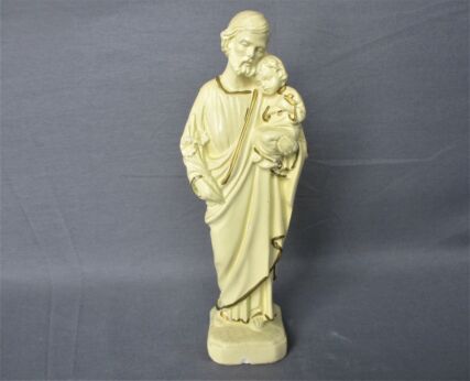 Statue Saint Joseph Protector of Homes Infant Jesus Christ Statue Plaster Lovely Child 8.26"
