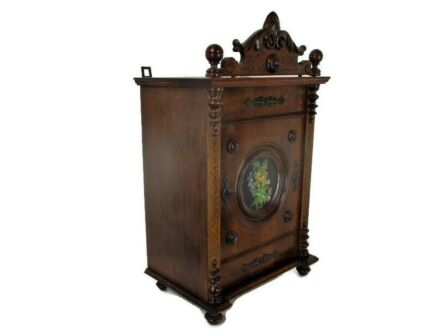 Romantic Kitchen Apothecary Bathroom Cabinet Hand Carved Wood Glass Flower Panel Door