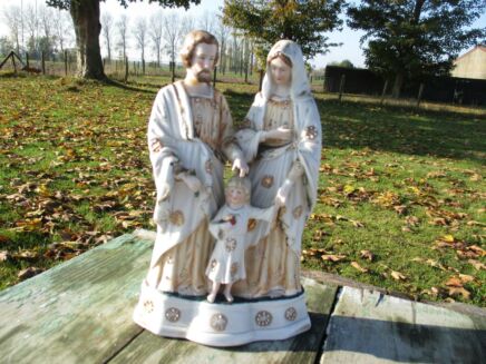Small Antique Holy Family Saint Joseph Virgin Mary Child Statuette Porcelain