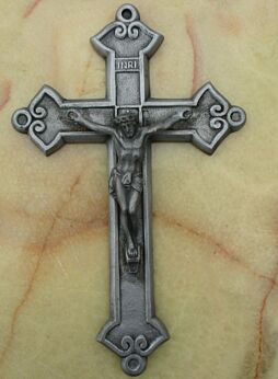 Very Lovely Tin Pewter Hanging Crucifix Cross Jesus Christ Decorative Antique