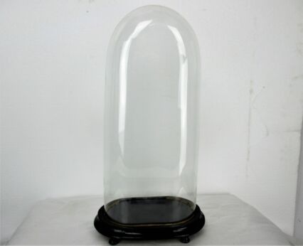 L Antique Victorian Oval Hand Blown Glass Globe Dome Clock Steampunk 19" x 8.66"