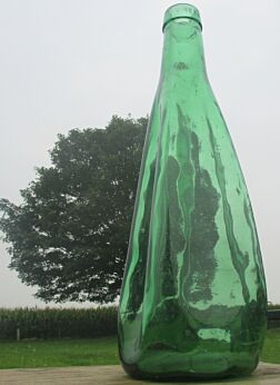 Large Viresa Green Glass Bottle Very Rare Decoration Wine Spanish Dented Glass