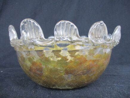Venetian Murano Chandelier Part Clear Gold Bobèche Shade Art Glass Reclaimed